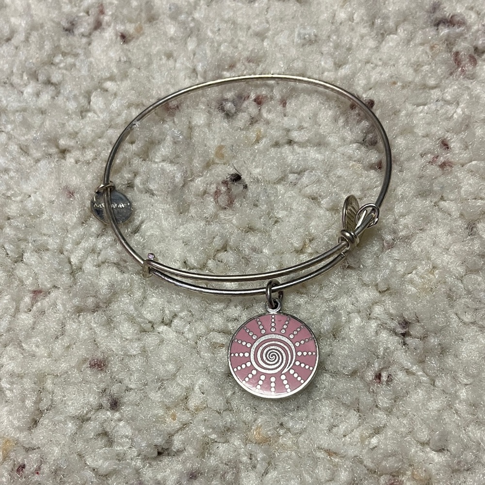 Alex and Ani Silver Bracelet with Pink Spiral Charm